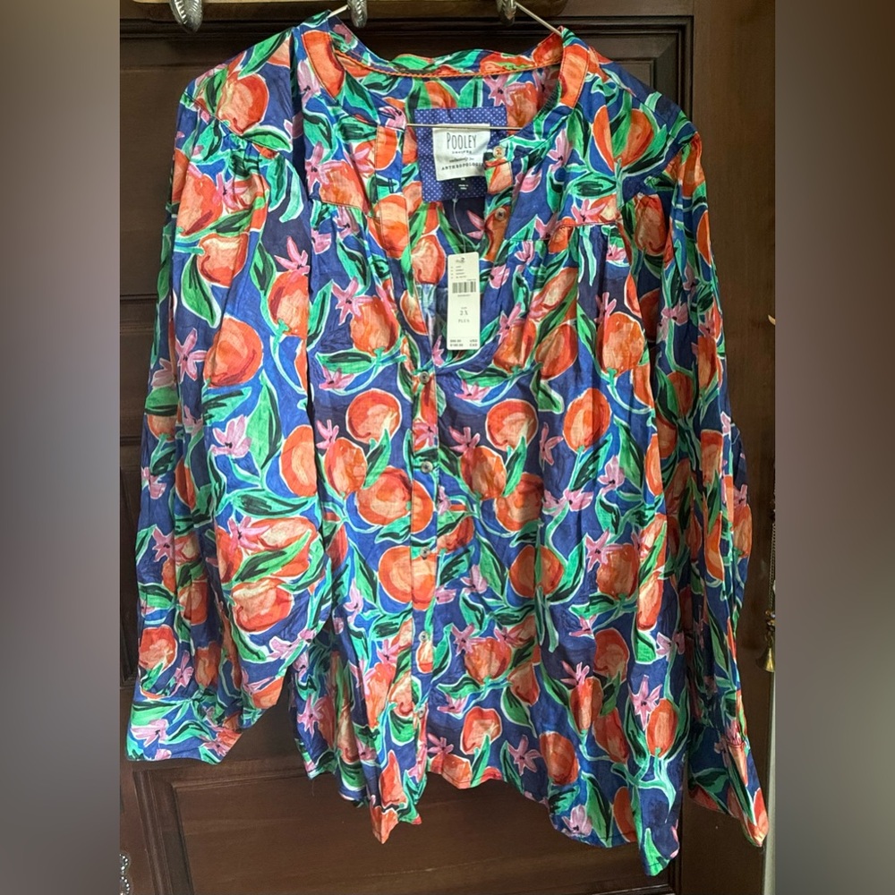 NWT Pooley Designs Anthropologie Women's Plus Multicolor Button Up Shirt